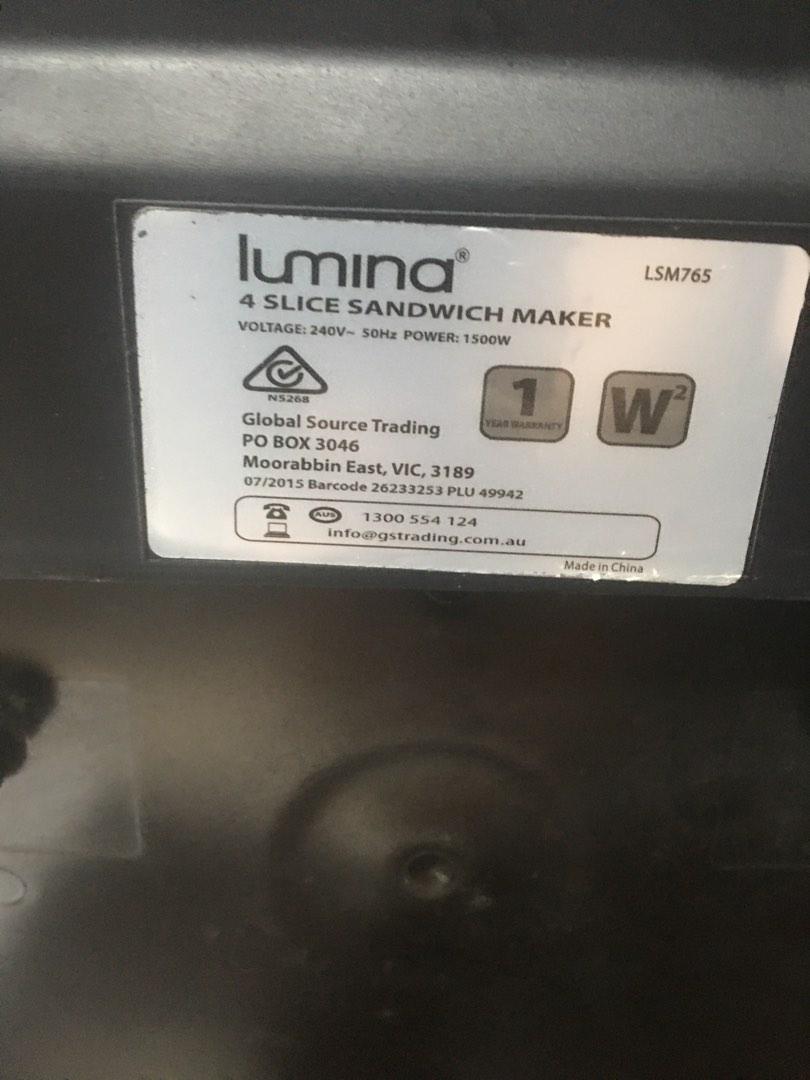 LuMINA 4Slice Sandwich Maker, Furniture & Home Living, Kitchenware