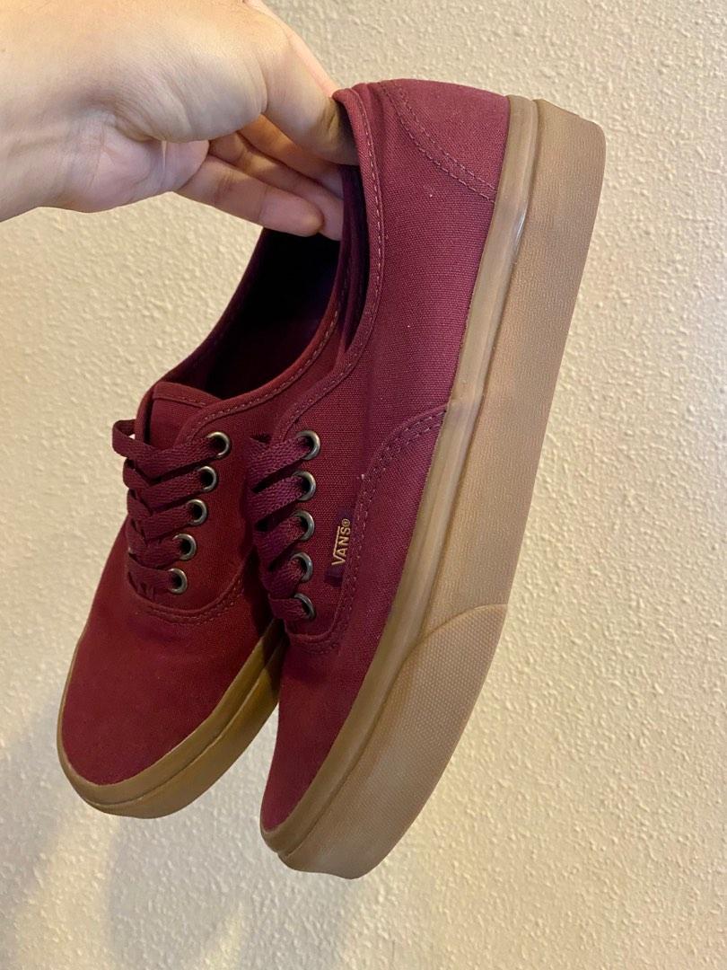Maroon red vans sneakers Men s Fashion Footwear Sneakers on