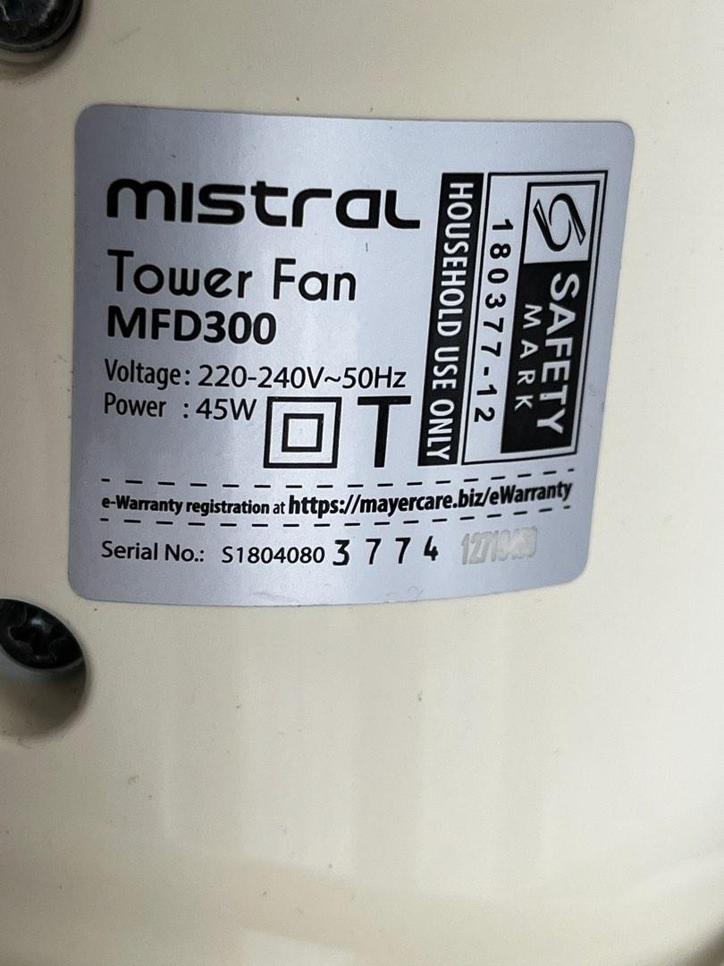 Mistral Tower Fan MFD300 white, Furniture & Home Living, Lighting