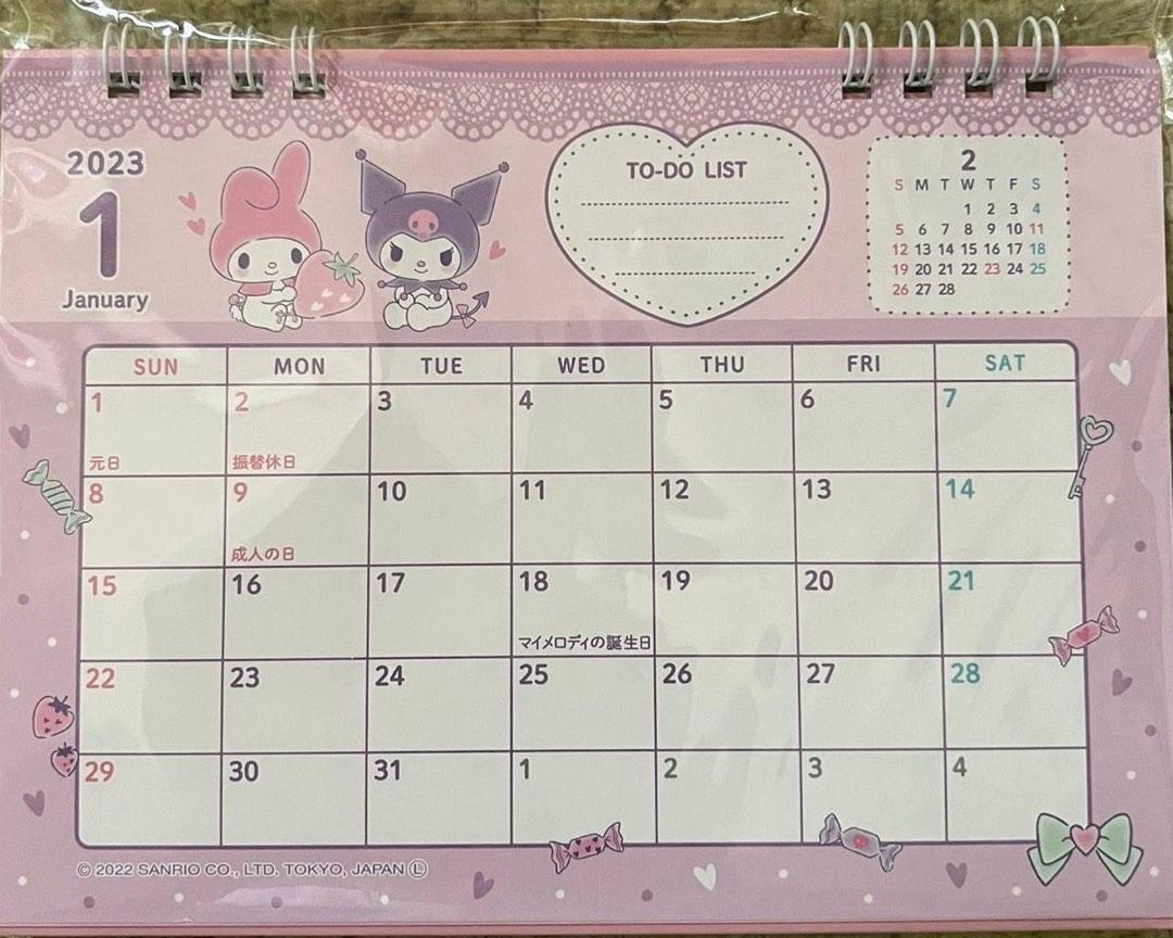 My Melody & Kuromi Sanrio 2023 Desk Calendar, Hobbies & Toys