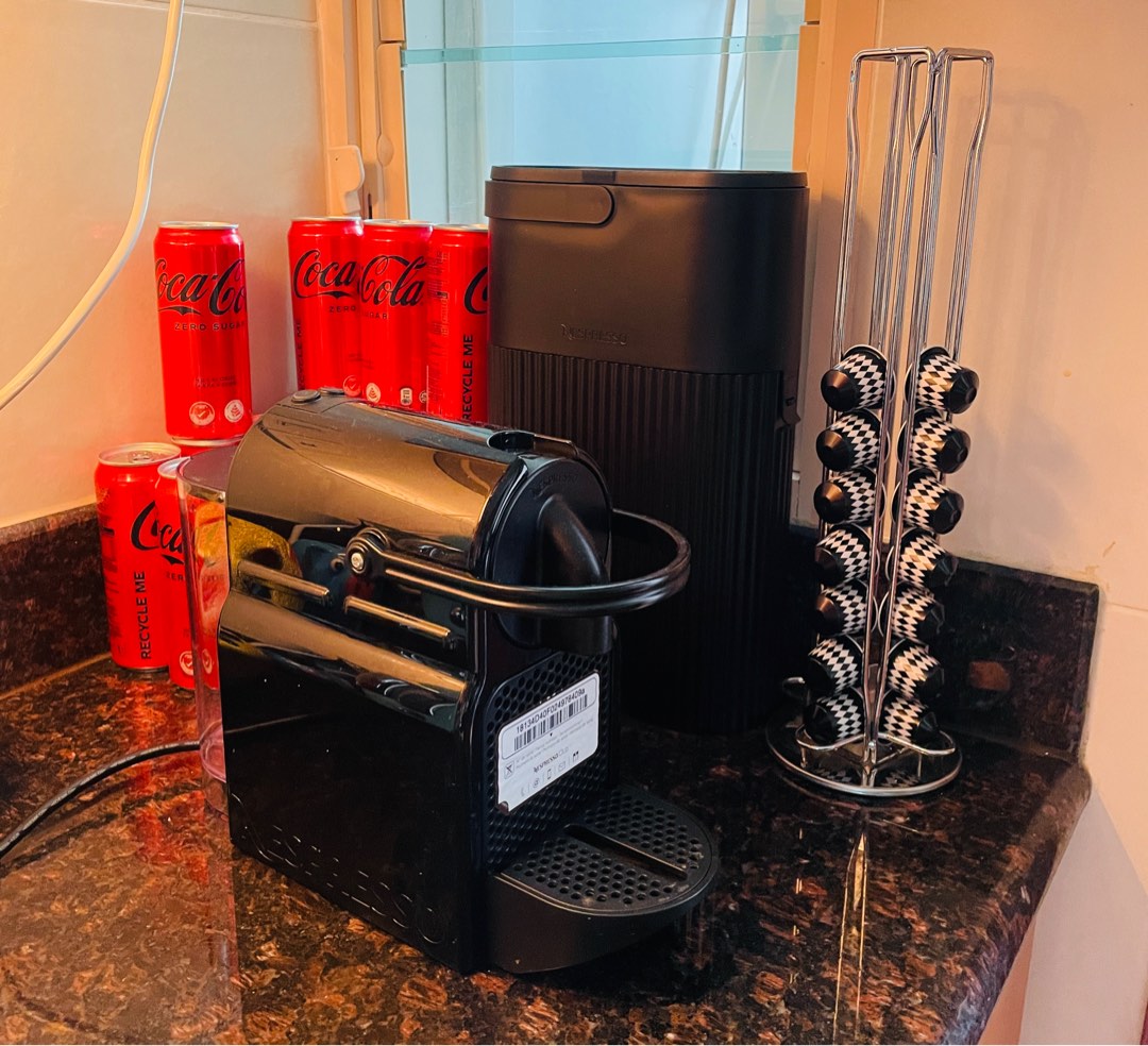 Nespresso Coffee Machine + Recycle bin + capsule stand + cups and coffee, TV & Home Appliances