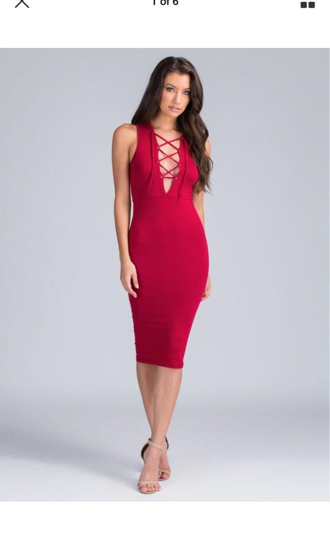 Red lace mini bodycon dress shop