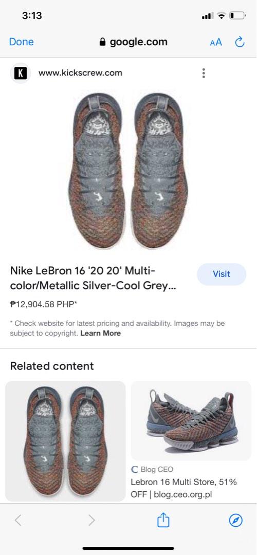 Lebron 16 2025 size chart