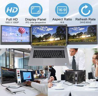 OFIYAA P2 Portable Monitor Laptop Screen Extender Dual 11.6" Display FHD IPS USB-A/Type-C/HDMI