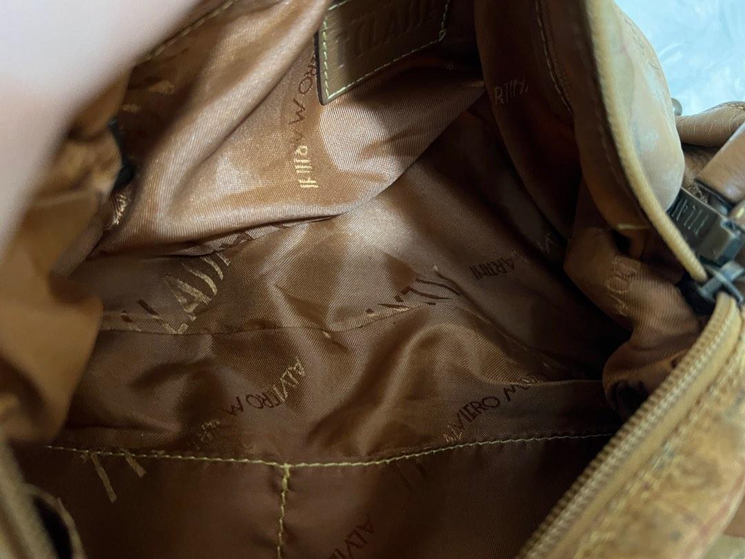 Sac à Main Vintage Alviero Martini - Cuir Et Toile - Porté Épaule - Occasion