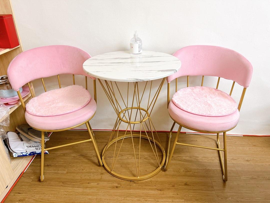 Pink Modern Table Chair Set, Furniture Home Living, Furniture