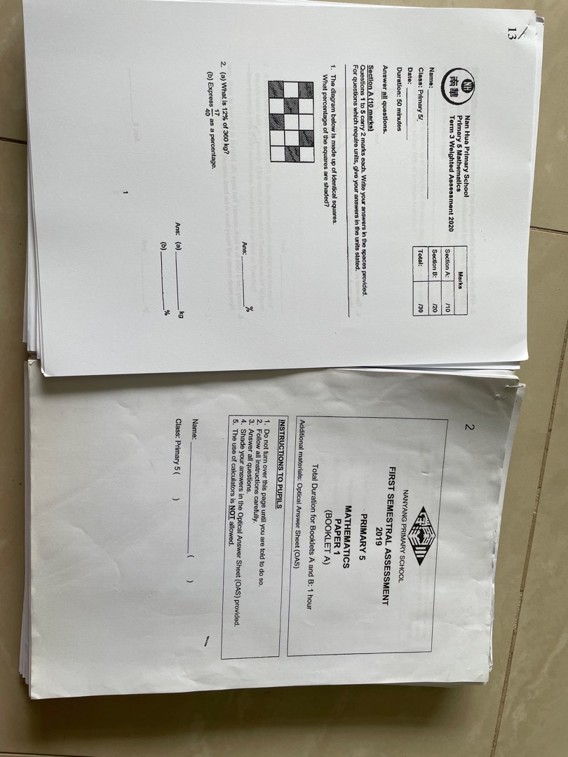 Primary 5 maths papers bundle, Hobbies & Toys, Books & Magazines