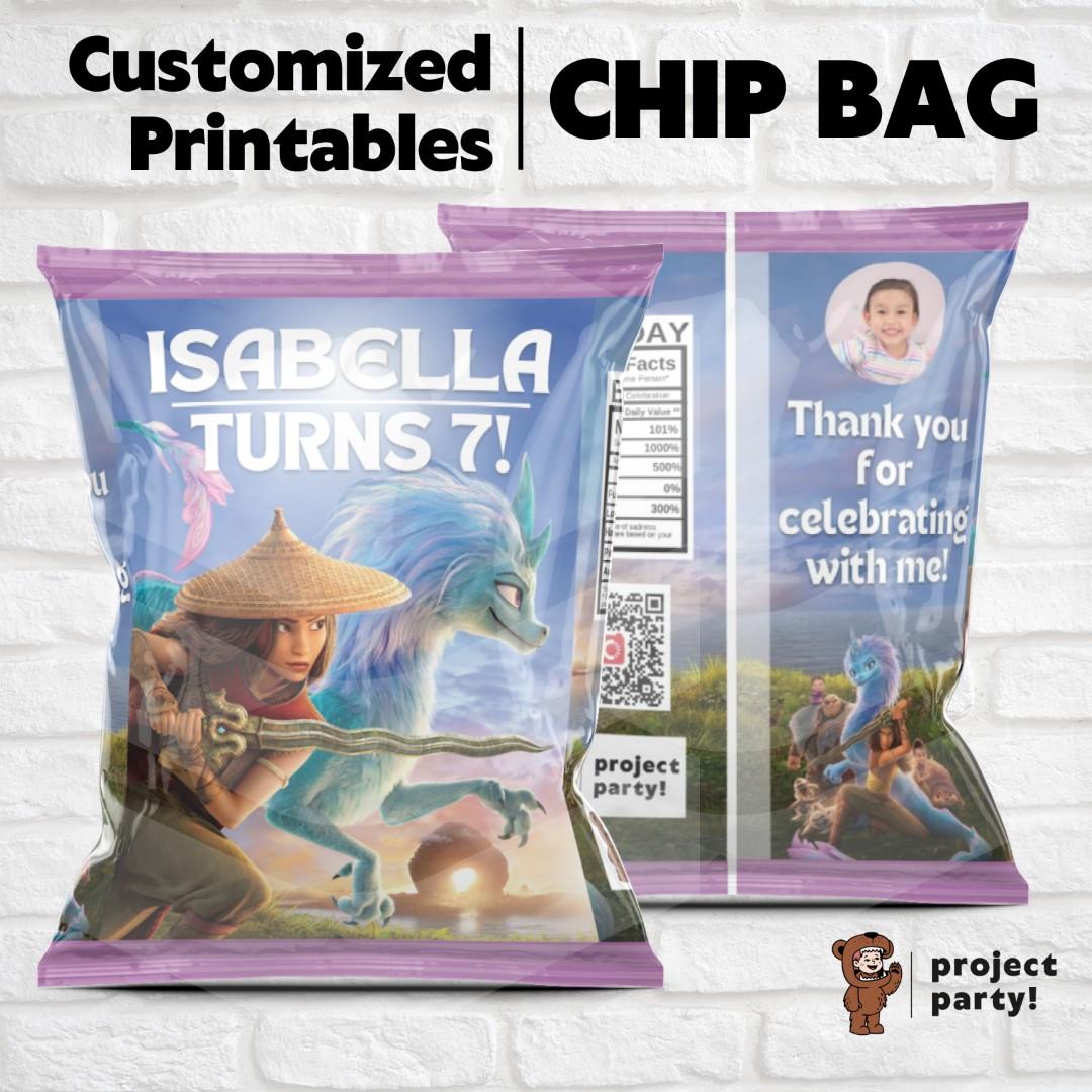 Raya the Last Dragon Personalized Chip Bag Birthday Party Favour