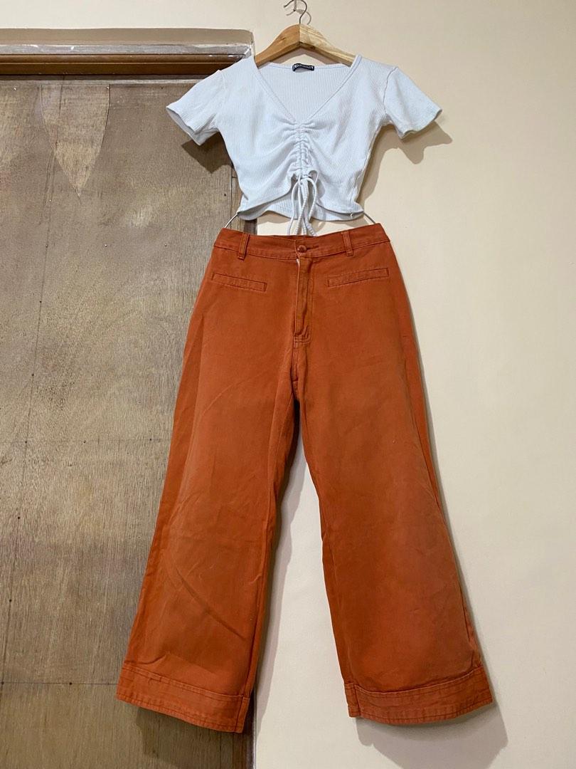 Rust High Waist Flare Pants (Category: Other Bottoms) located in Nabua. Submitted by theclutterqueen (Listing ID 1189693263, Image 1). Description: 📌Can fit to 24-25.