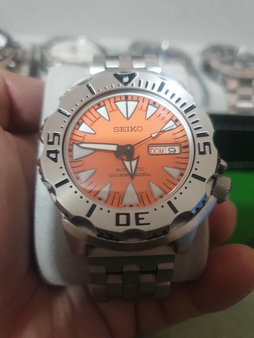 SEIKO ORANGE MONSTER 2ND GEN (Category: Men's Watches) located in Taguig. Submitted by masterbert (Listing ID 1189639013, Image 1). Description: LIKE NEW NO MICRO SCRATCHES COMPLETE SET, UNUSED STOCK RUBBER STRAP ADD 3K FOR STRAPCODE SUPER ENGINEERED BRACELET.