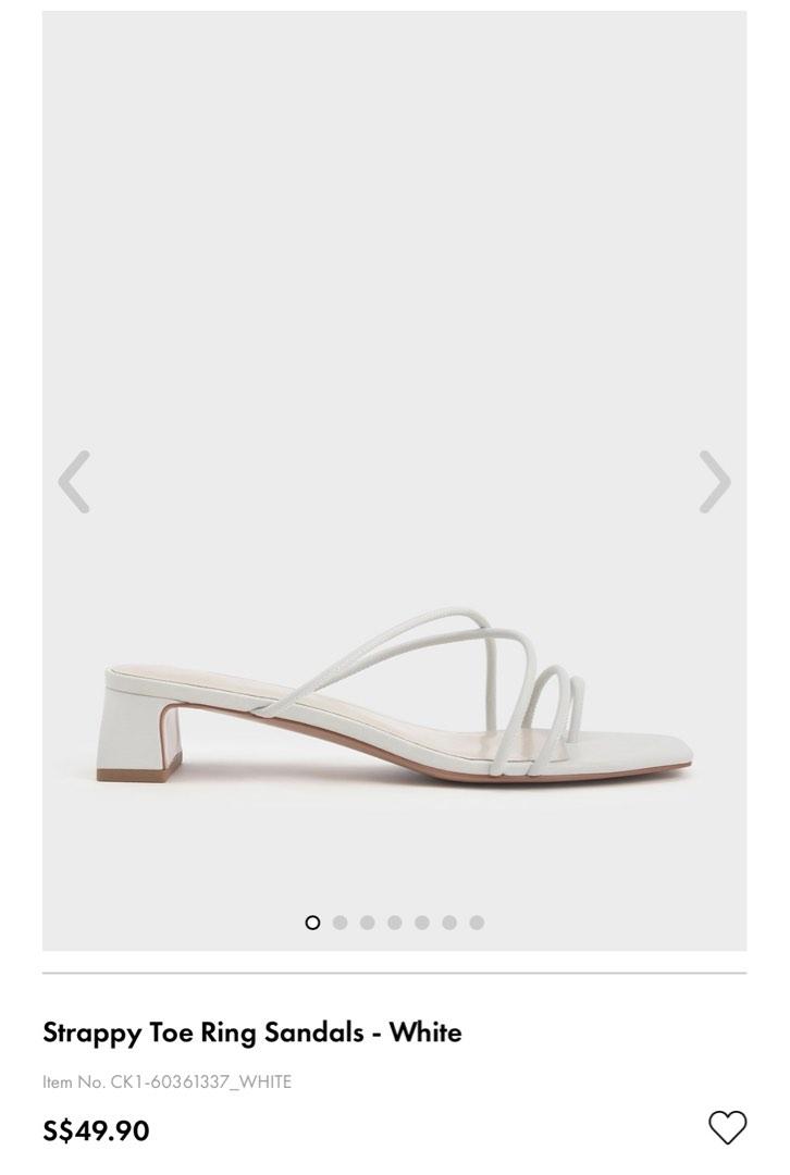White sandals with toe ring clearance
