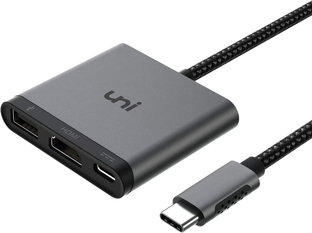 uni USB C HDMI Adaptor 3-in-1, USB-C Multiport Adaptor 3-in-1, Supports ...