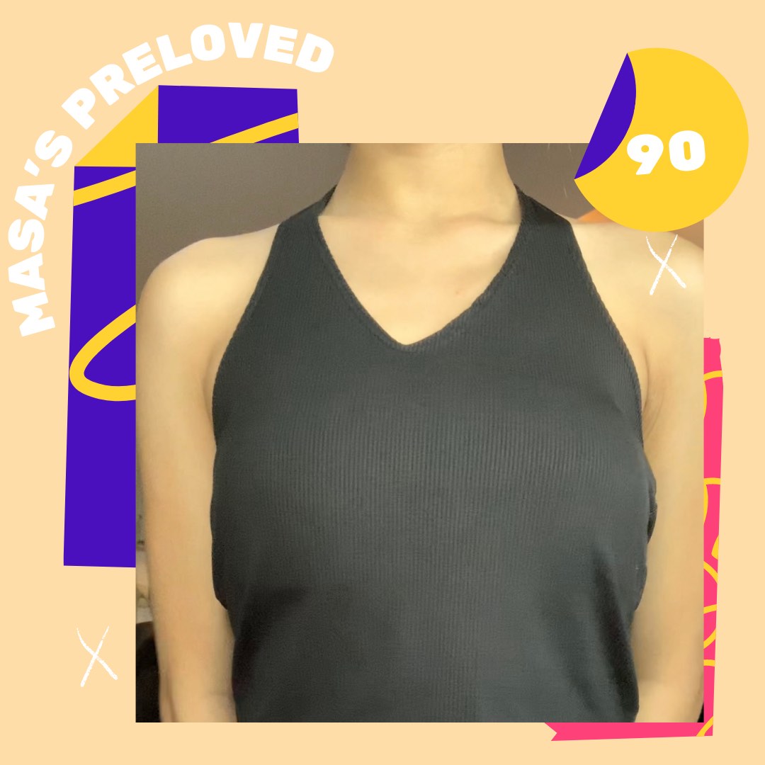 V neck halter top, Women's Fashion, Tops, Sleeveless on Carousell