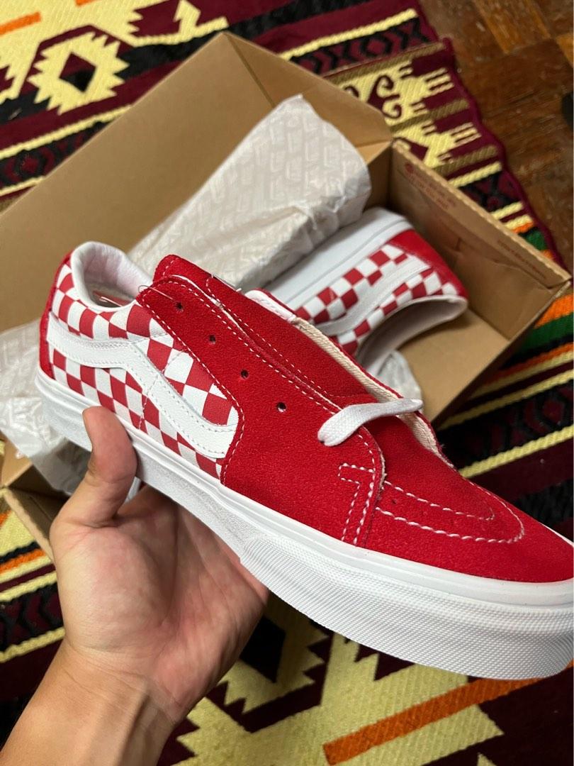 Vans Sk8Low Checkerboard Red, Men's Fashion, Footwear, Sneakers on