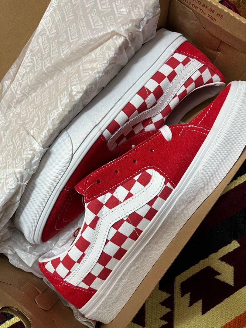 Vans Sk8Low Checkerboard Red, Men's Fashion, Footwear, Sneakers on