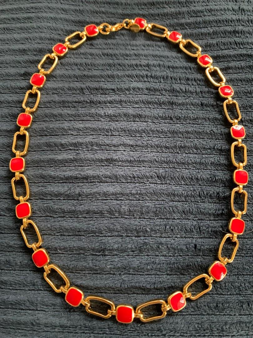 Vintage gold and enamel choker necklace, Women's Fashion, Jewelry