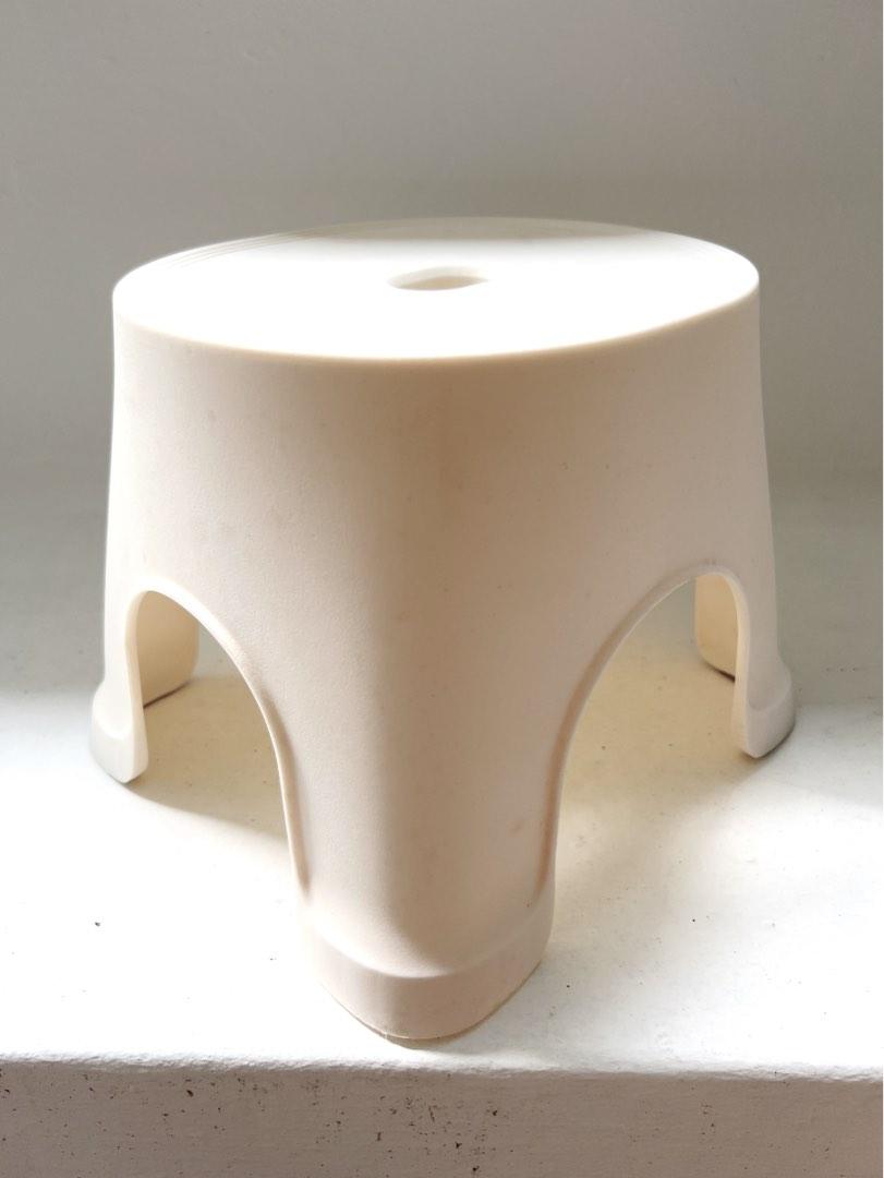 Small White Plastic Stool, Furniture & Home Living, Bathroom & Kitchen ...