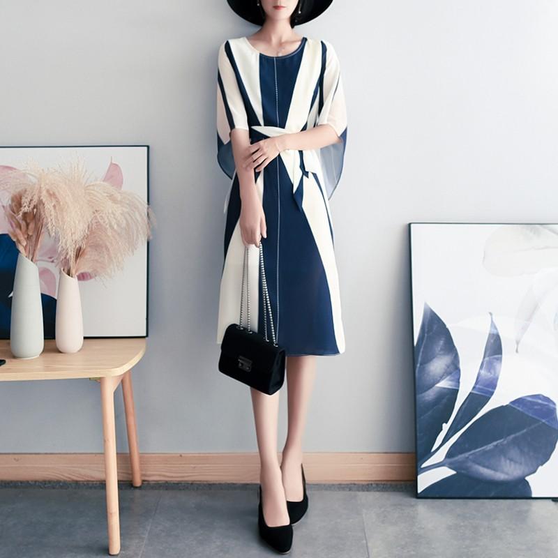 White&Blue Butterfly Sleeves Dress, Women's Fashion, Dresses & Sets