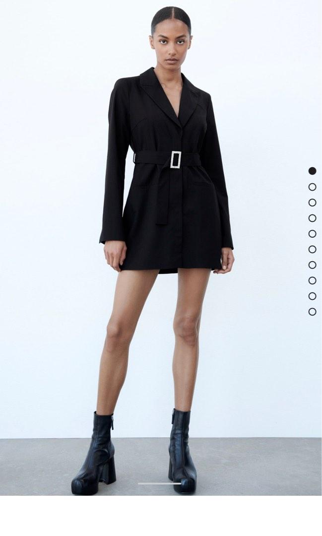 ZARA BLAZER STYLE DRESS WITH BELT BLACK