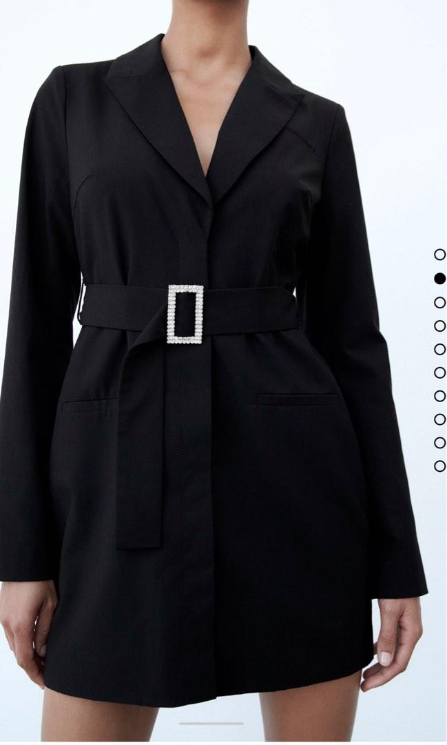 ZARA BLAZER STYLE DRESS WITH BELT BLACK