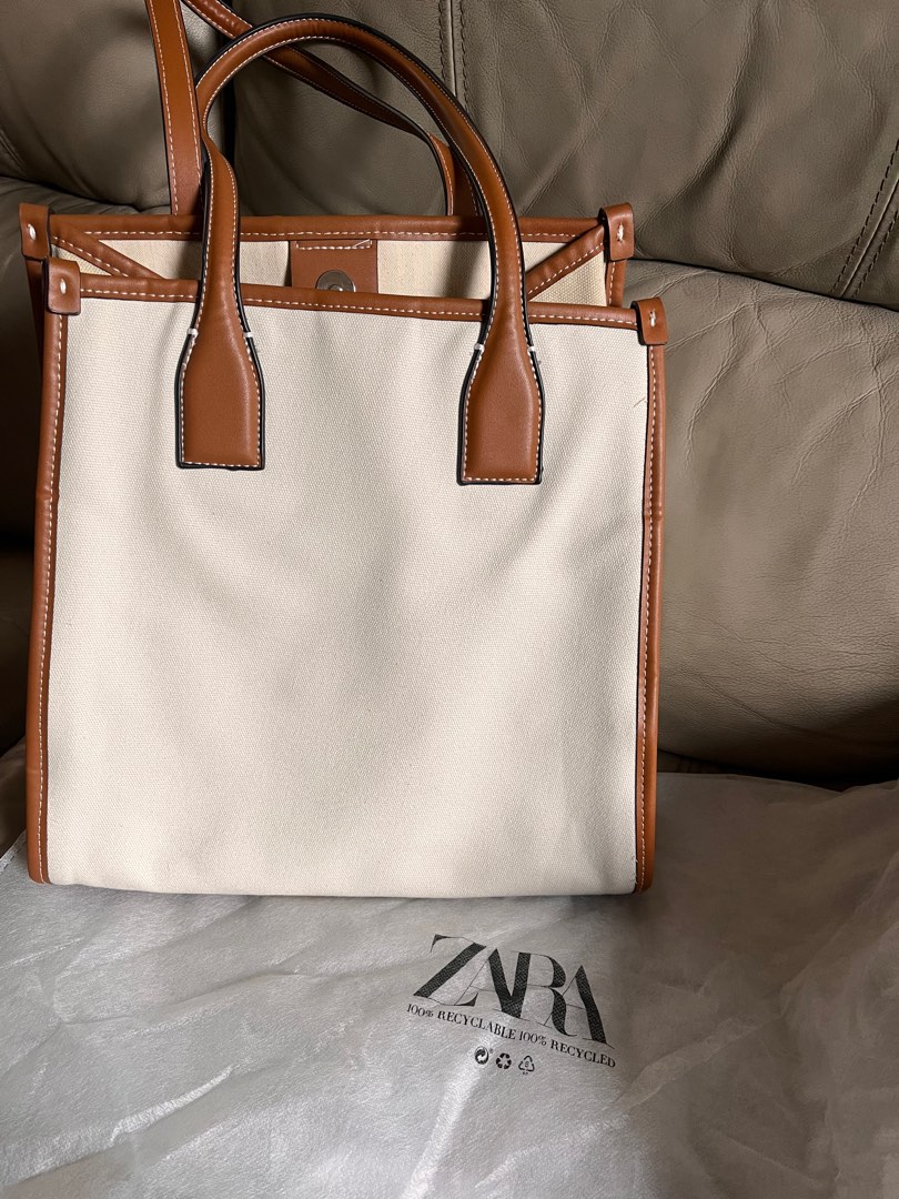 Zara Canvas Tote Bag, Barang Mewah, Tas & Dompet di Carousell