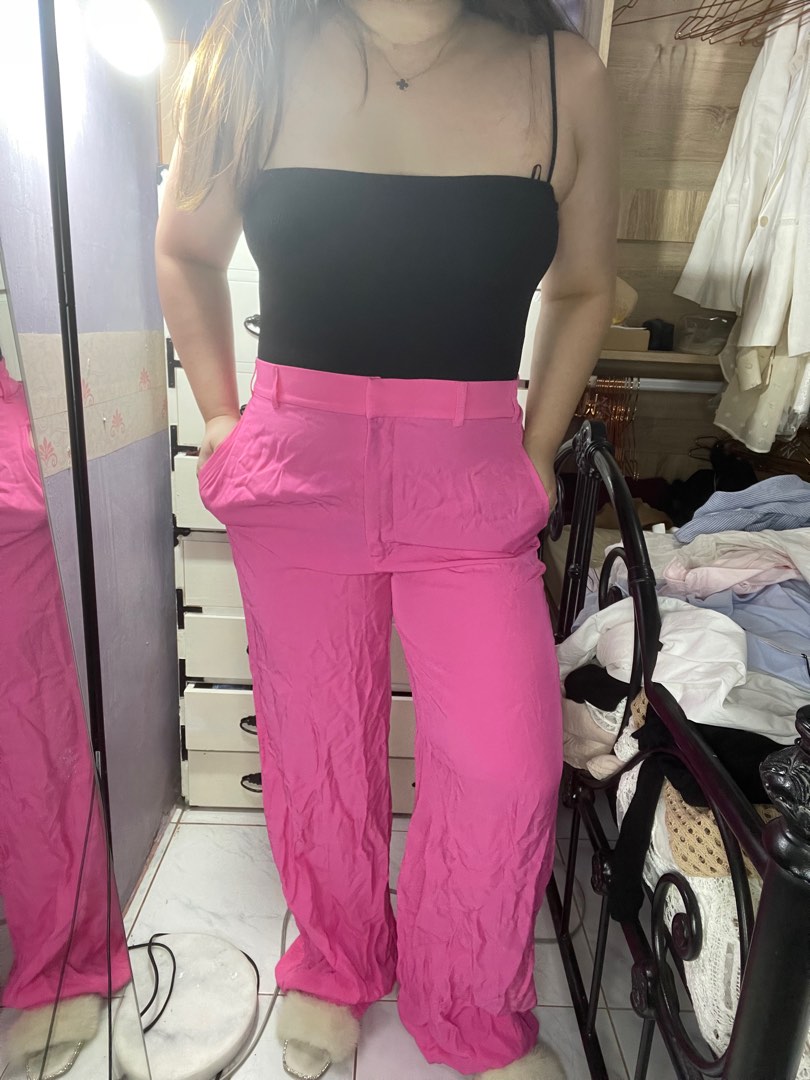Zara pink full length trousers pants, Women's Fashion, Bottoms, Other