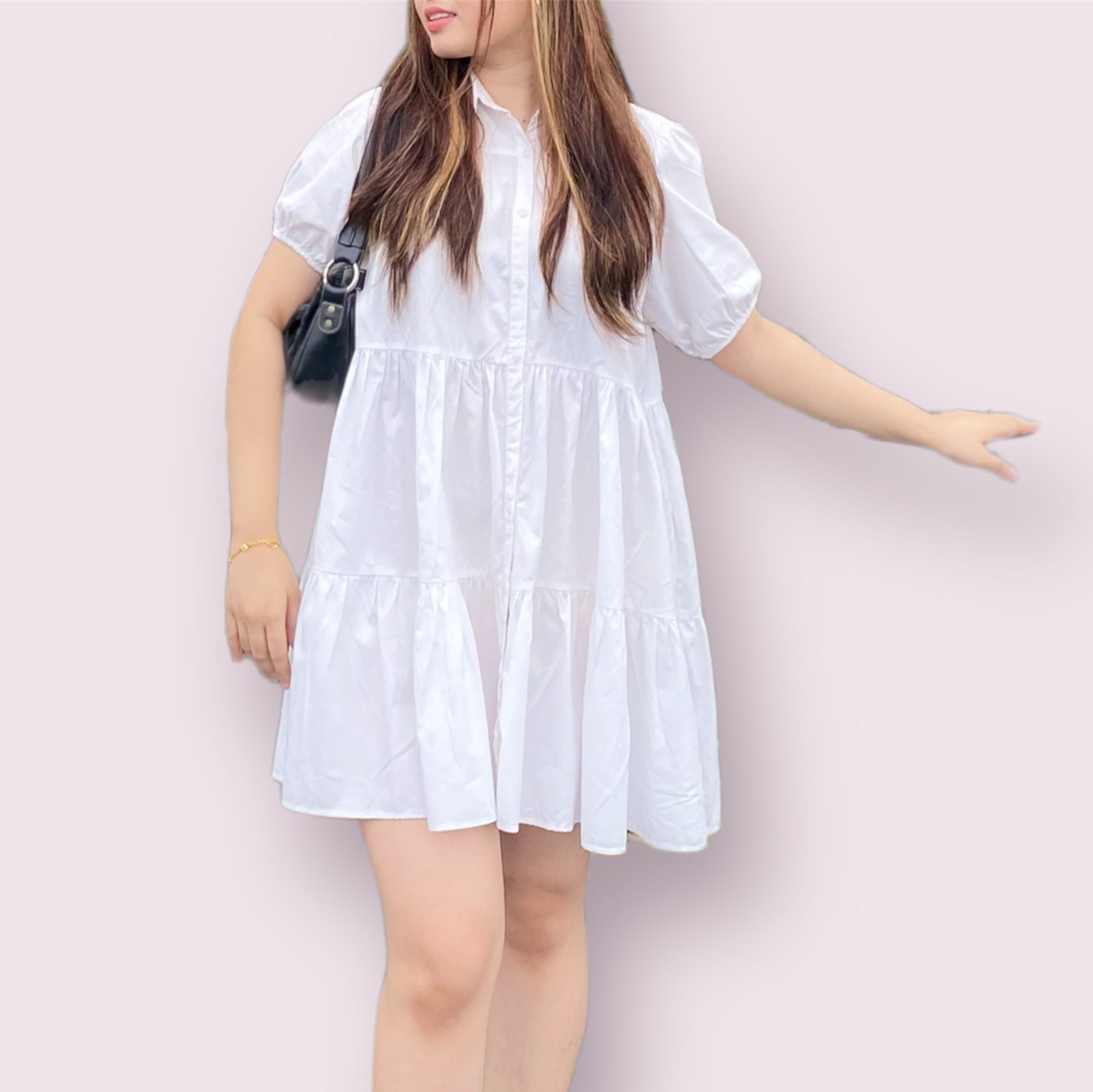 Zarae Solid Dress in White main image 0