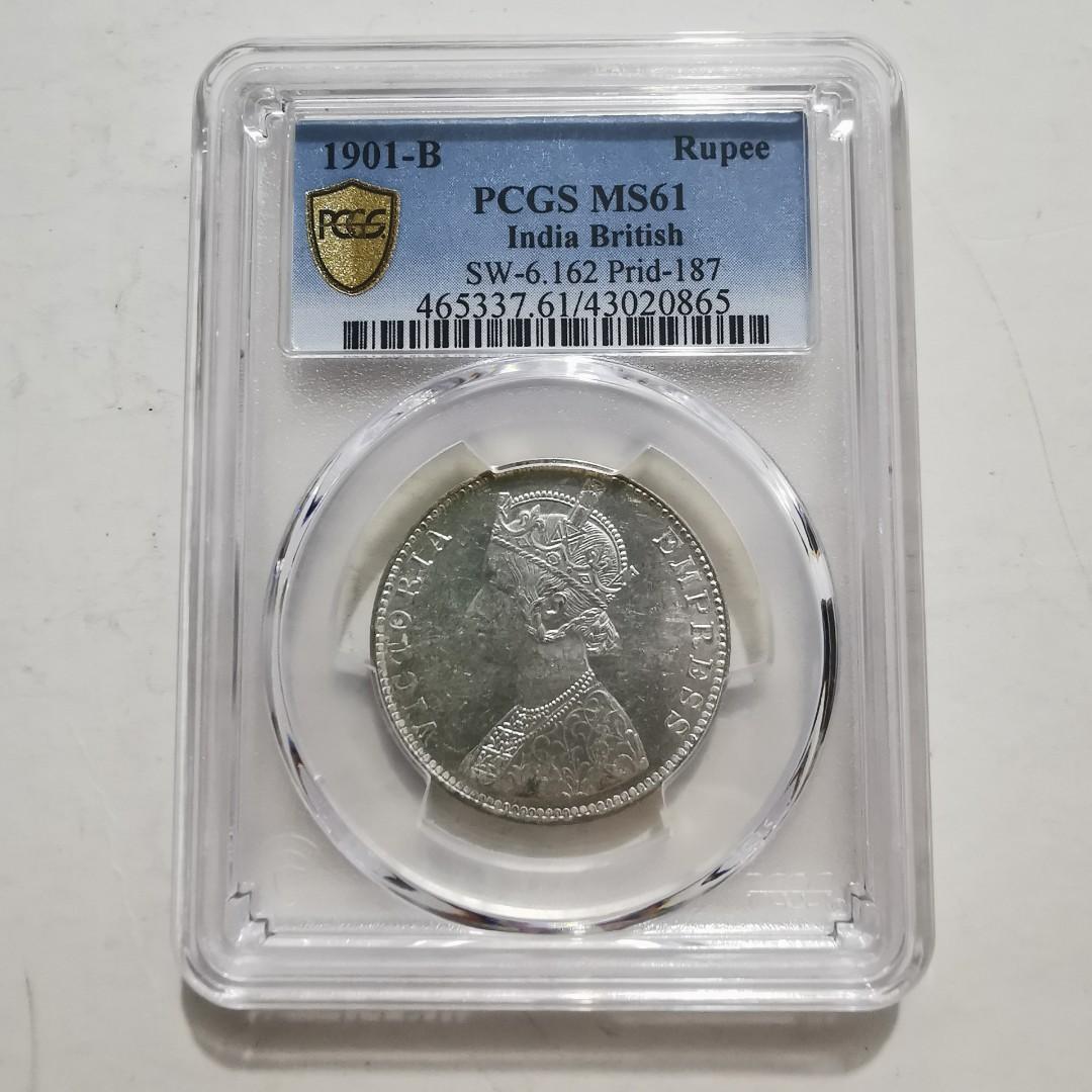 1901-B年印度維多利亞女王1盧比India Rupee PCGS 金盾MS61, 興趣及遊戲, 收藏品及紀念品, 錢幣- Carousell