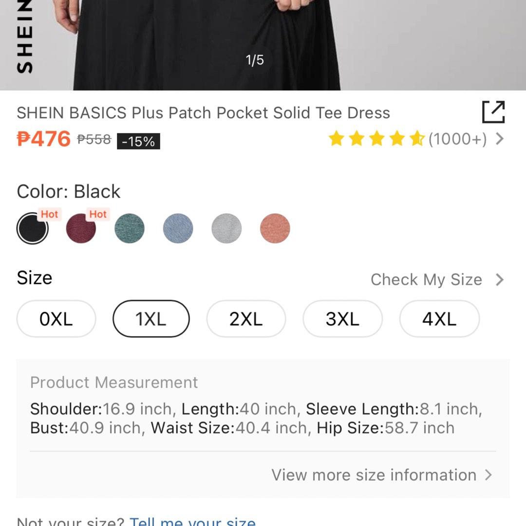 (1XL) SHEIN Curve Plus Size Black Short Sleeves Tee Dress, Women's