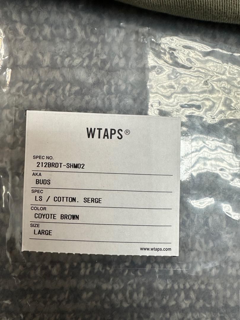 21SS Wtaps Bud Shirt Long Sleeve Serge Coyote Brown Size Large 03