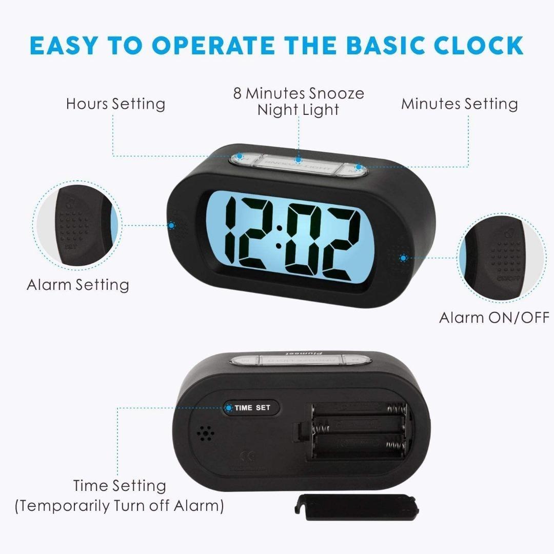 [2618] Digital Alarm Clock Plumeet Travel Clock with Snooze and
