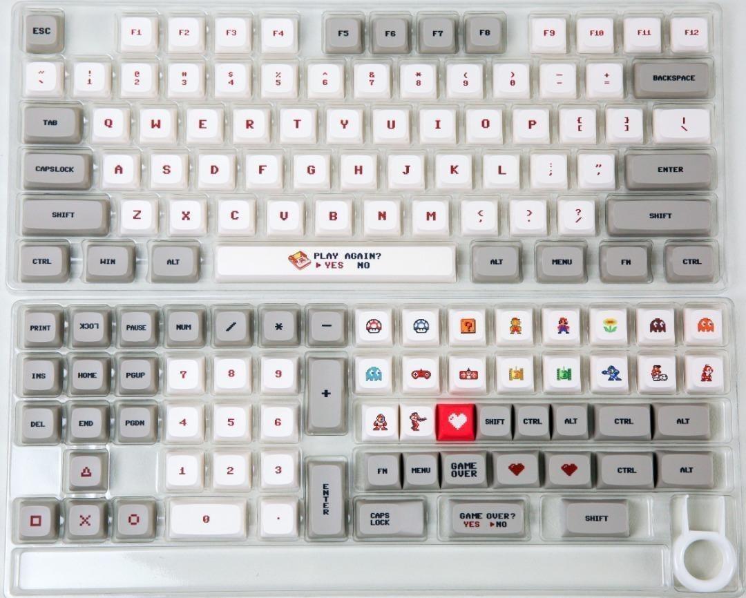 紅白機經典遊戲鍵帽全套138鍵xda高度鍵位任意diy 防指紋pbt材質熱昇華工藝rgb不透光水口出廠已處理適用市面多種配列機械鍵盤