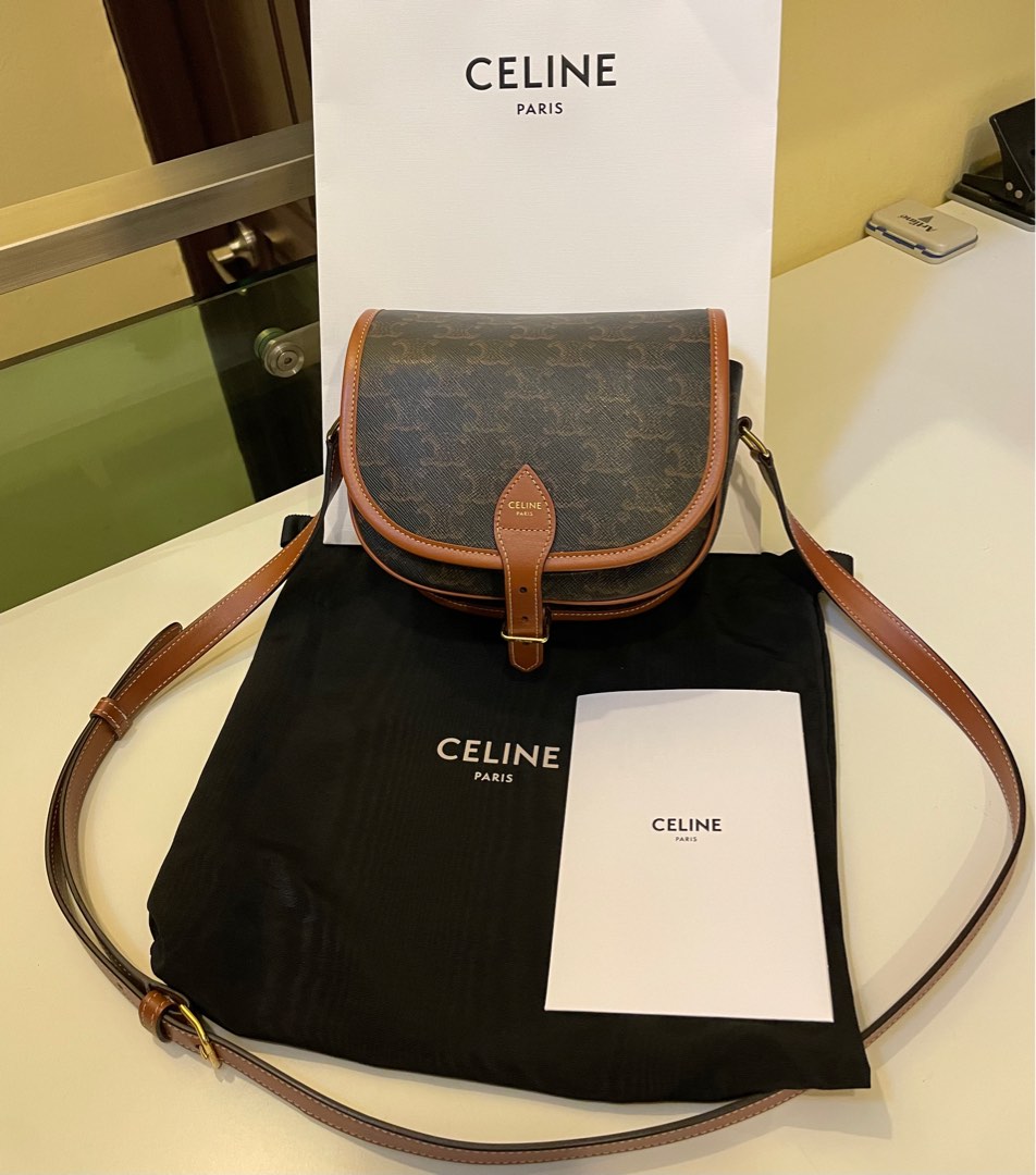 Celine - Triomphe Folco Medium Canvas and Calfskin Crossbody Bag