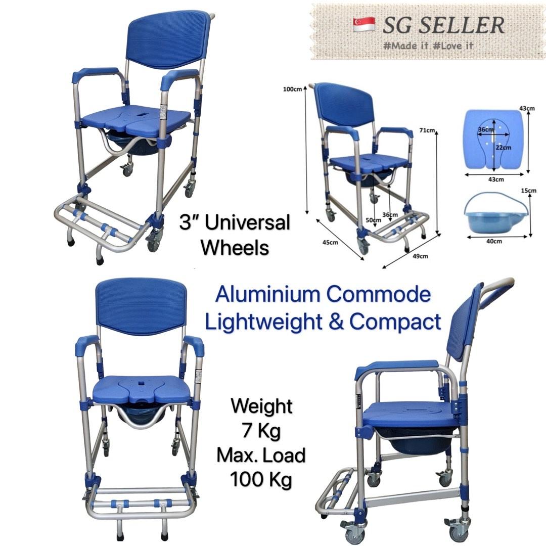 Aluminium Commode Chair, Lightweight & Compact. Best Suitable for Small