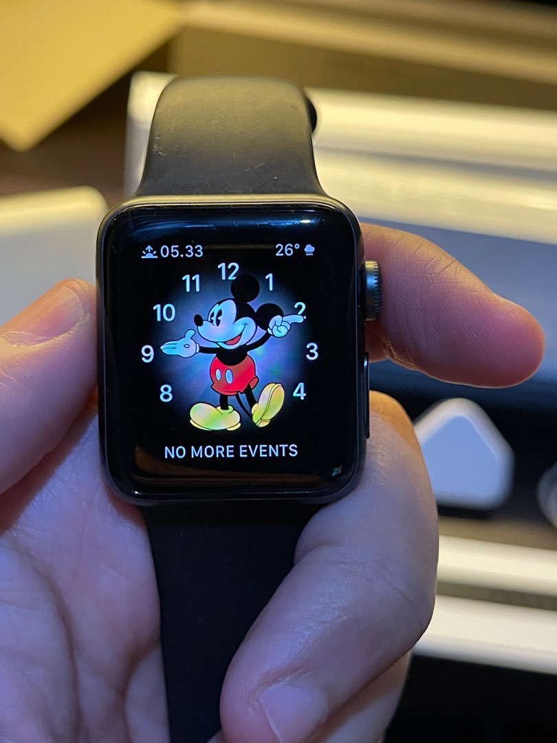 Apple watch 3 gps wifi 38mm black fullset, Fesyen Wanita, Jam Tangan di