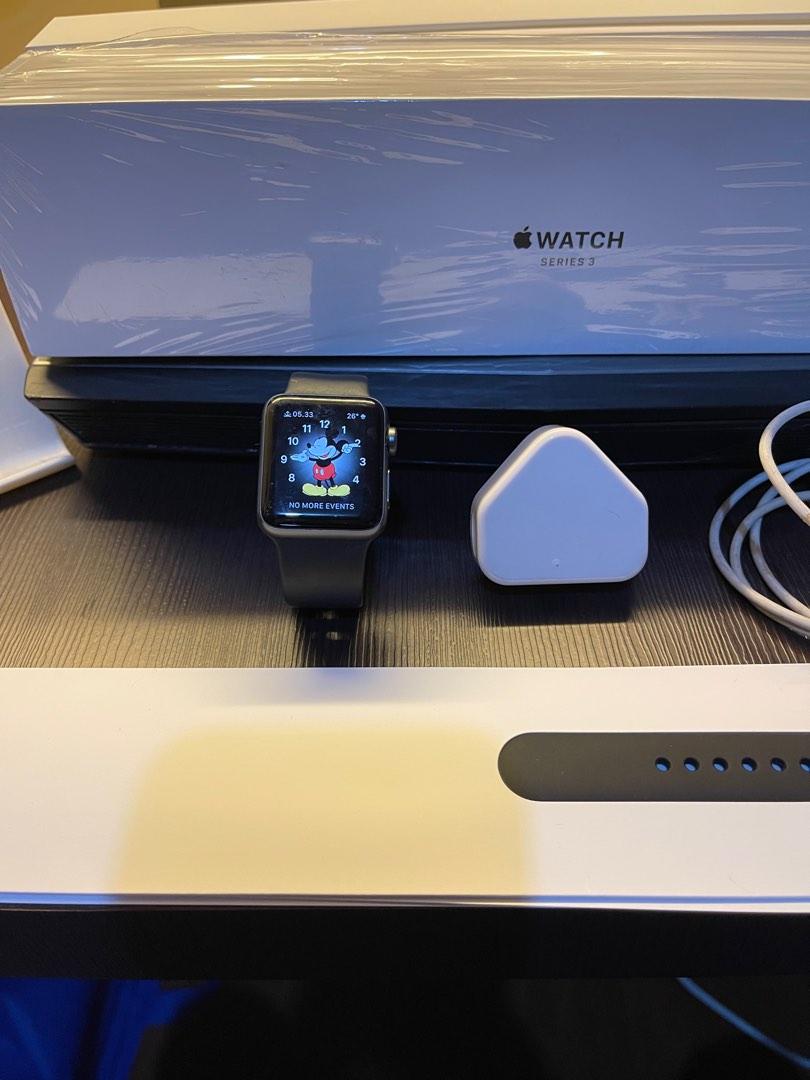 Apple watch 3 gps wifi 38mm black fullset, Fesyen Wanita, Jam Tangan di