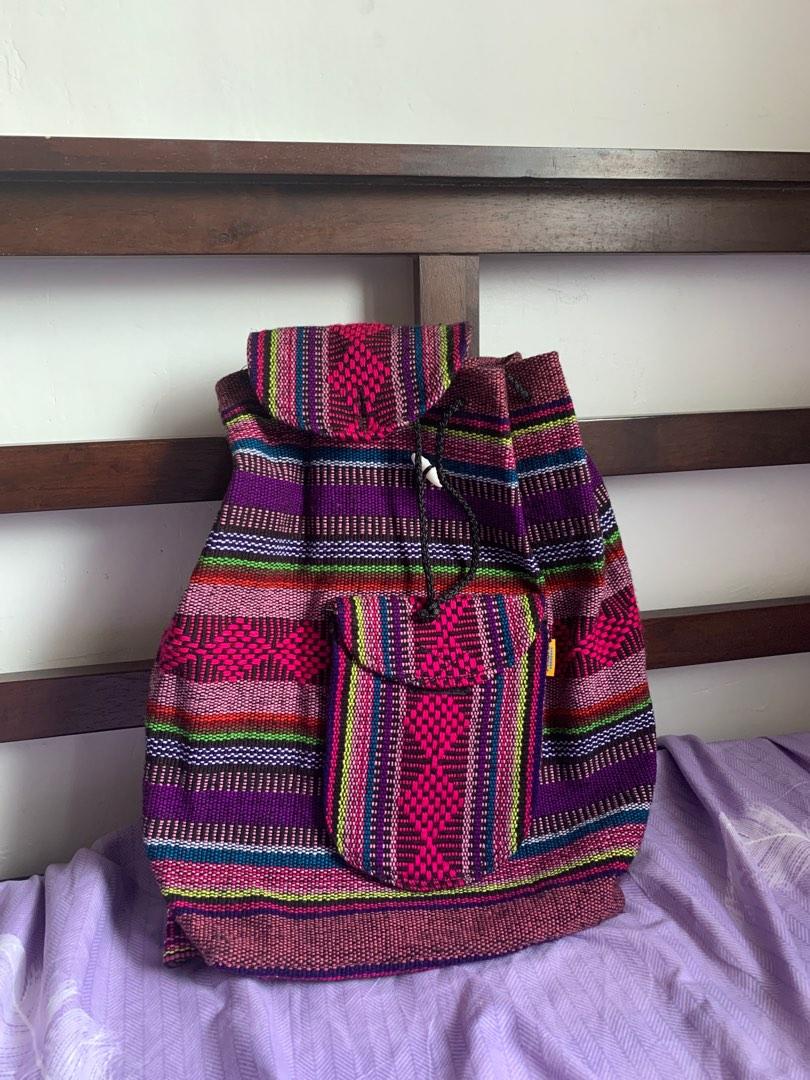 Artesanias Pinzon Women s Woven Drawstring Backpack Rainbow Made