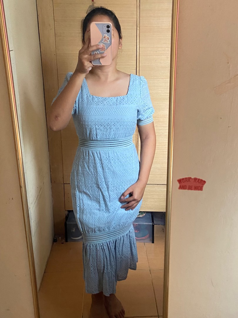 Baby blue eyelet dress sale