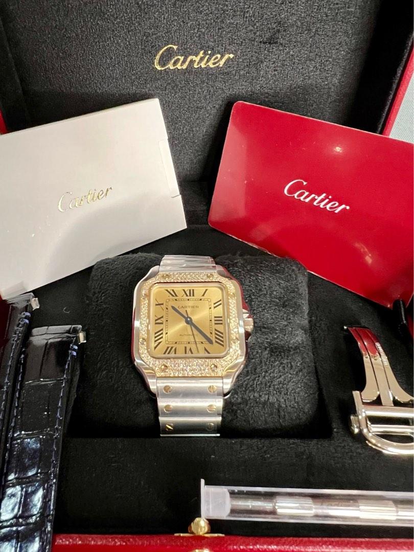 BRAND NEW CARTIER SANTOS CHAMPAGNE DIAL WITH DIAMOND BEZEL