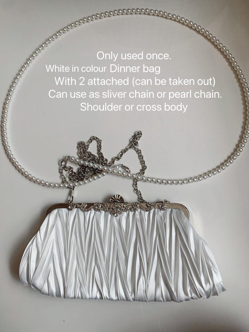 Brand new White Evening bag with 2 chains Women s Fashion Bags