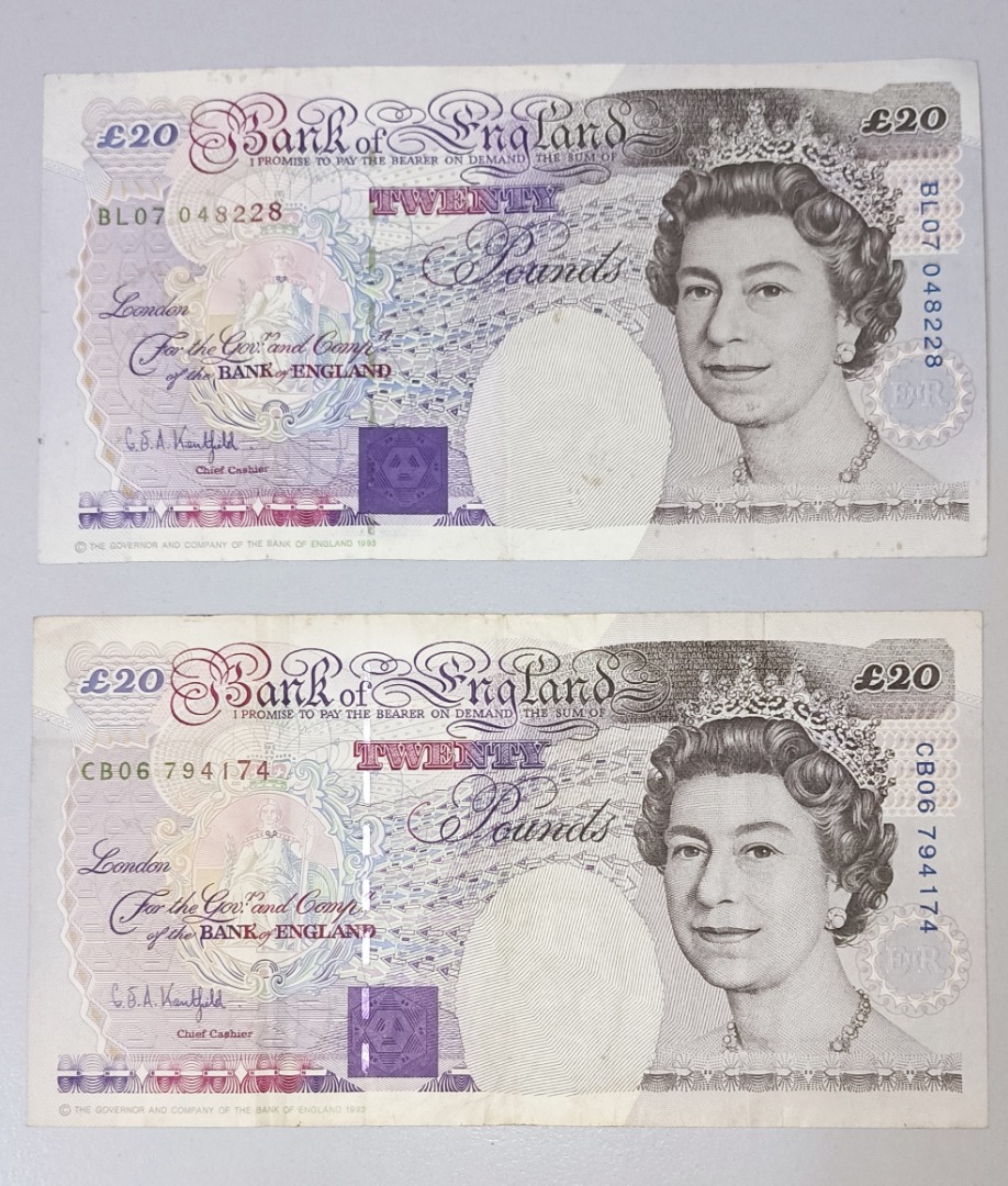 British Pound 20 Notes, Hobbies & Toys, Collectibles & Memorabilia ...