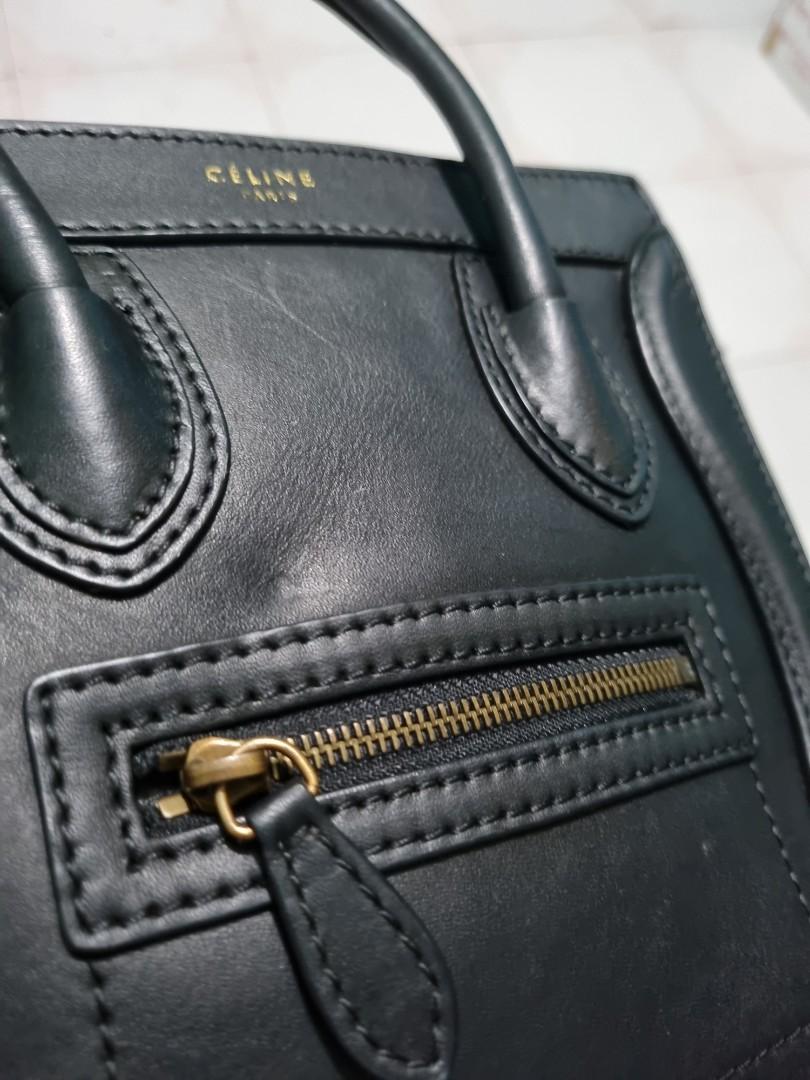 CELINE nano luggage (Category: Luxury Bags & Wallets) located in Lucena. Submitted by farncdms (Listing ID 1194124617, Image 2). Description: CELINE Luggage NANO in Black SMOOTH CALF SKIN Condition: 9/10 Excellent condition Size: height 8" x width 8" x base 4" Mode of Payment: BDO/Gcash Issue: missing strap signs of ussage Authenticity not guarantee Only php 9,500 + sf 5,500+sf.