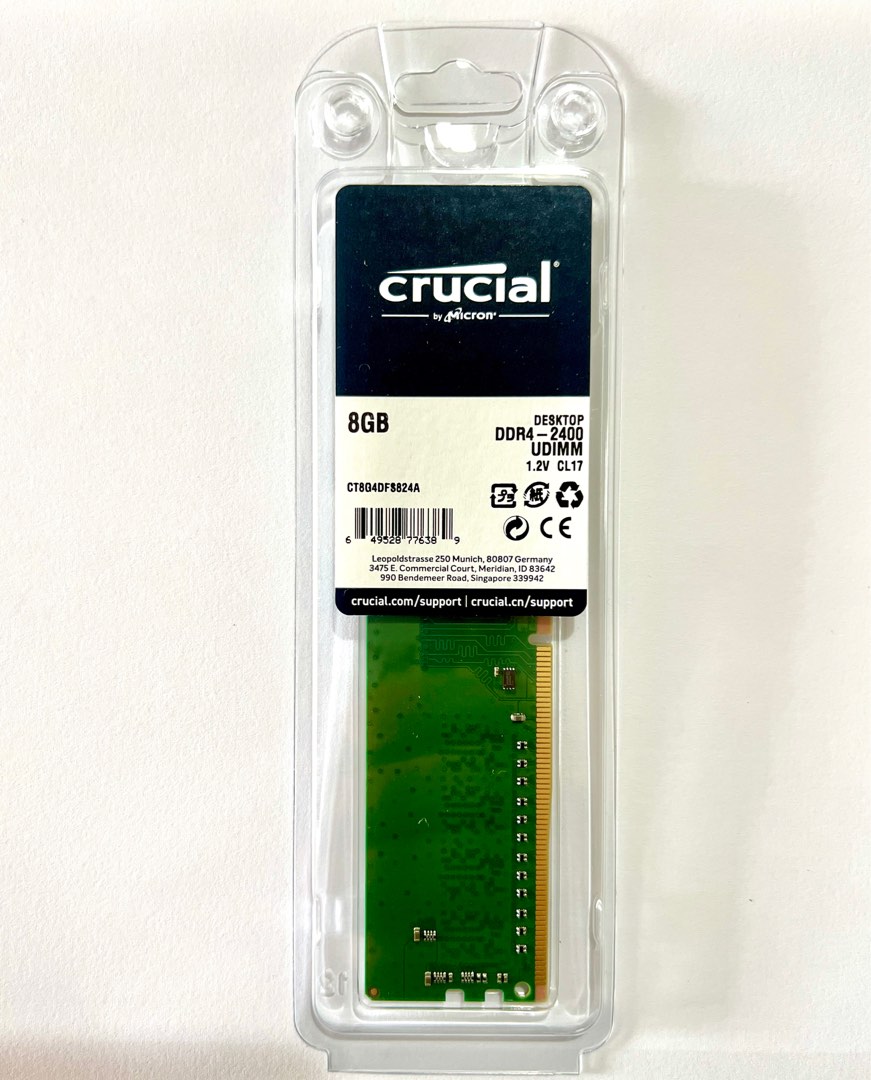Crucial 8GB DDR4 2400 UDIMM RAM, Computers & Tech, Parts & Accessories ...