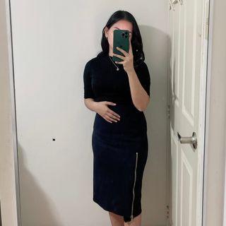 Dark Blue / Black Mid-length Pencil Skirt