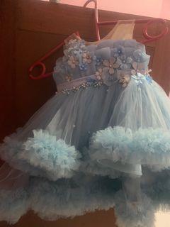dress bday baby blue 1 tahun