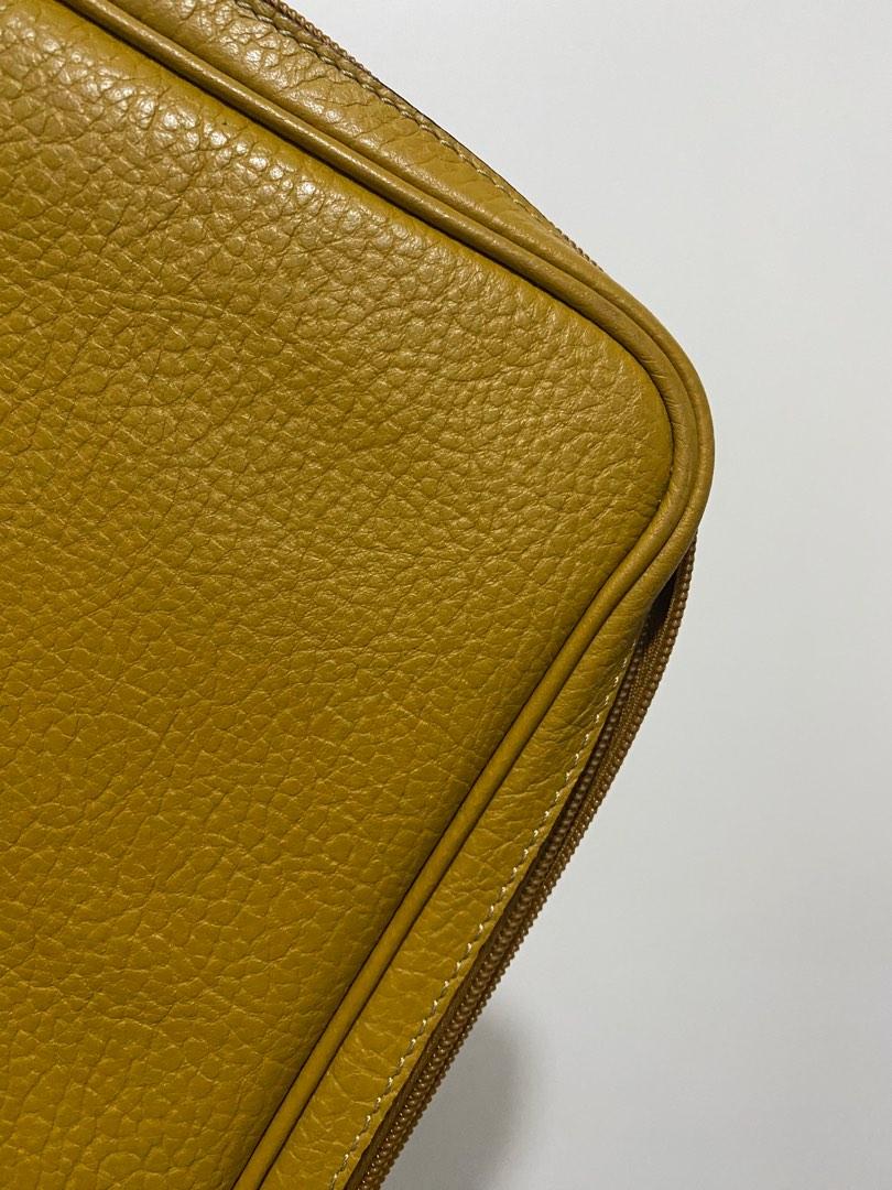 Fino Leather Laptop Case (Category: Laptop Bags & Sleeves) located in Mandaluyong City. Submitted by oursharedcloset (Listing ID 1194115415, Image 3). Description: Laptop sleeve Used only once. Original price: 5,595 Color: Mustard Size: L 13.5 x W 9.5 Fits my 15 inch laptop (diagonal measure), L 12.75 x w 8.5 RFS: decluttering.