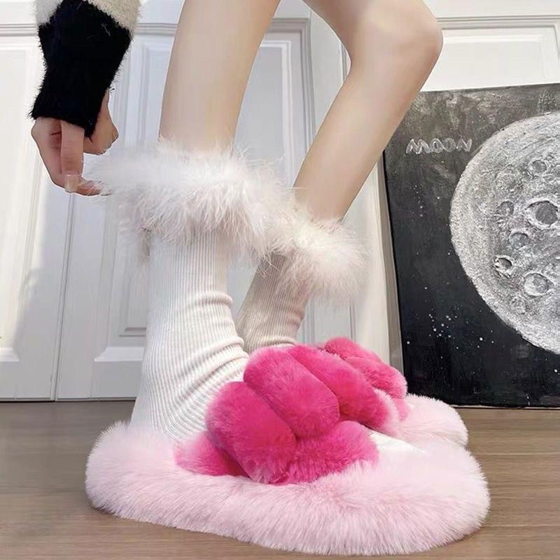 Fuzzy slippers pink cute, Women's Fashion, Footwear, Sandals on Carousell