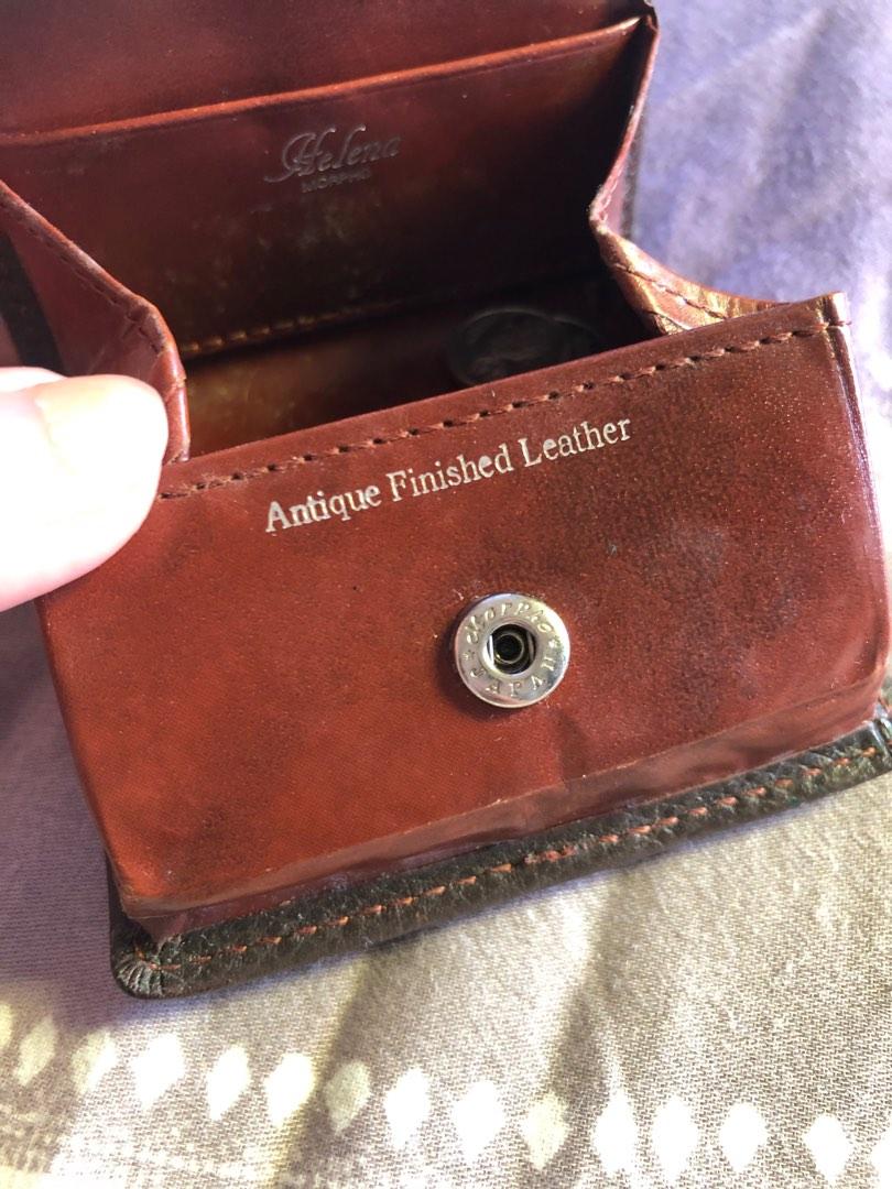 Helena Morpho leather skinny coin purse vintage antique leather