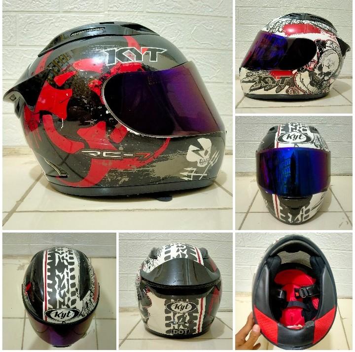 Helm Full Face KYT RC 7 SKULL RED Motor di Carousell