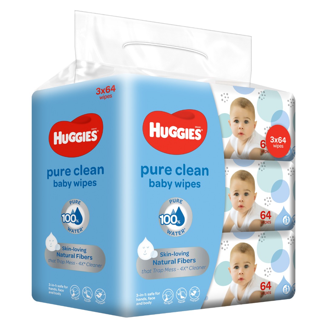 Huggies Pure Clean Baby Wipes Case (12 x 64s), Babies & Kids, Bathing